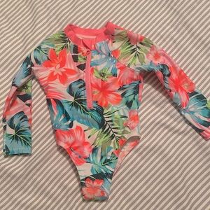 Toddler Long Sleeve One Piece Rashguard Swimsuit